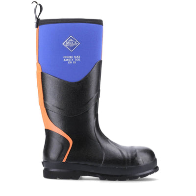 Muck Boots Chore Max S5 Safety Wellies Blue/Orange 7#colour_blue-orange