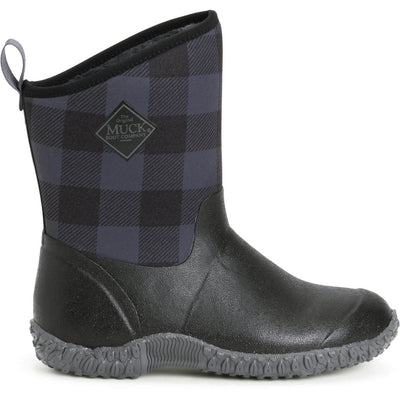 Muck Boots Muckster II Mid Wellington Boots Black/Grey Plaid 6#colour_black-grey-plaid