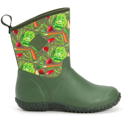 Muck Boots Muckster II Slip On Short Boots Green Veggie Print 6#colour_green-veggie-print
