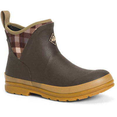 Muck Boots Originals Ankle Wellies Brown/Plaid/Gum 1#colour_brown-plaid-gum