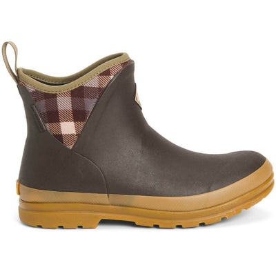 Muck Boots Originals Ankle Wellies Brown/Plaid/Gum 5#colour_brown-plaid-gum