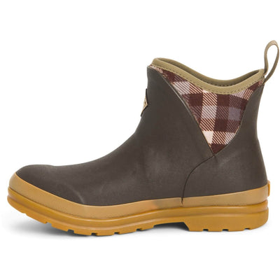 Muck Boots Originals Ankle Wellies Brown/Plaid/Gum 7#colour_brown-plaid-gum