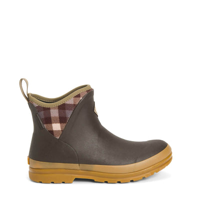 Muck Boots Originals Ankle Wellies Brown/Plaid/Gum 8#colour_brown-plaid-gum