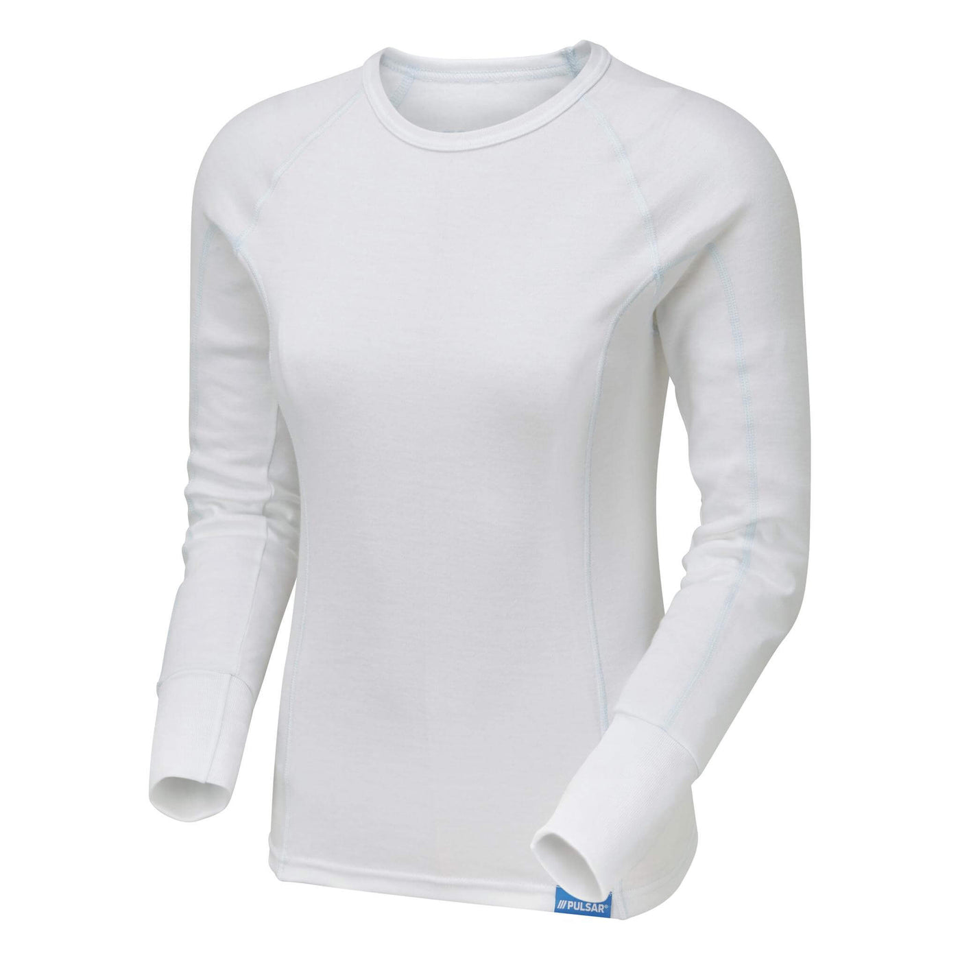 PULSAR BZ1550 Blizzard Ladies Thermal Long Sleeve Base Layer Shirt White Angle Recovered.jpg #colour_white