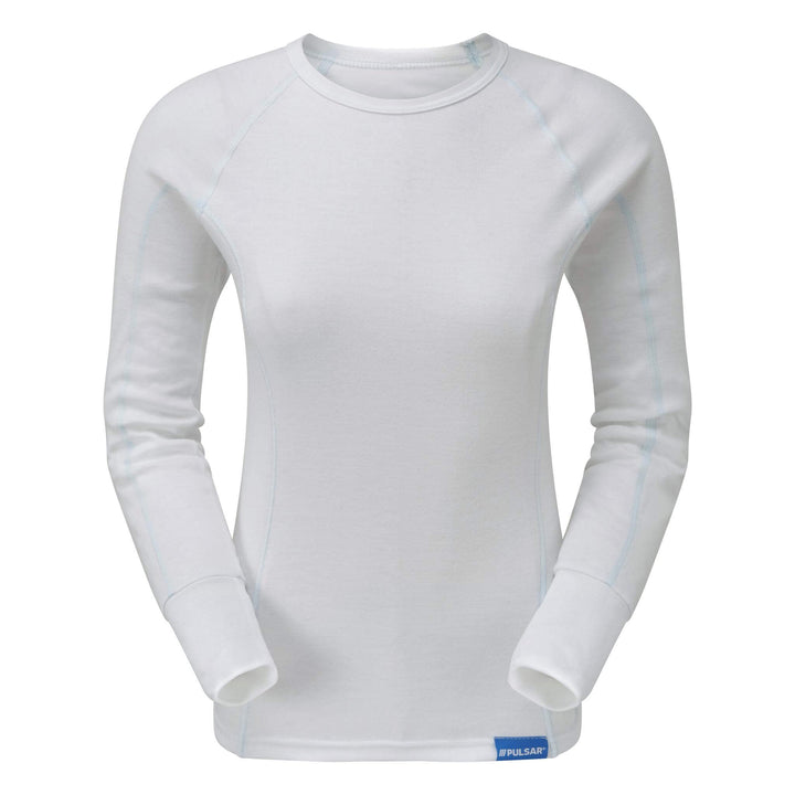 PULSAR BZ1550 Blizzard Ladies Thermal Long Sleeve Base Layer Shirt White Front.jpg #colour_white