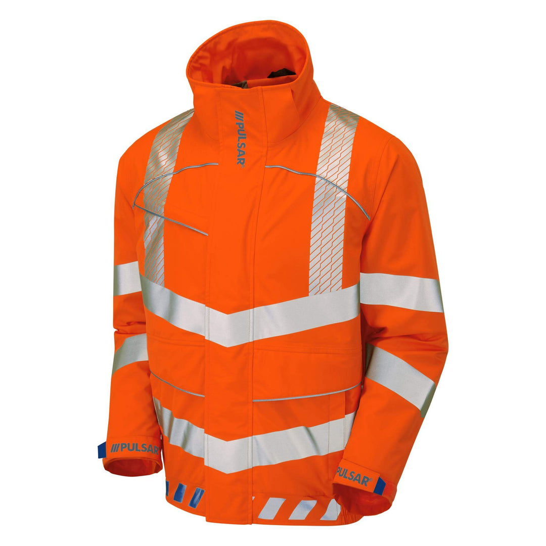 PULSAR EVO253 Rail Spec Evolution Hi Vis Waterproof Bomber Jacket Orange Angle.jpg #colour_orange