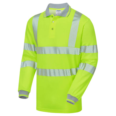 PULSAR LFE903 LIFE Mens Sustainable Long Sleeve Polo Shirt Yellow Angle  #colour_yellow