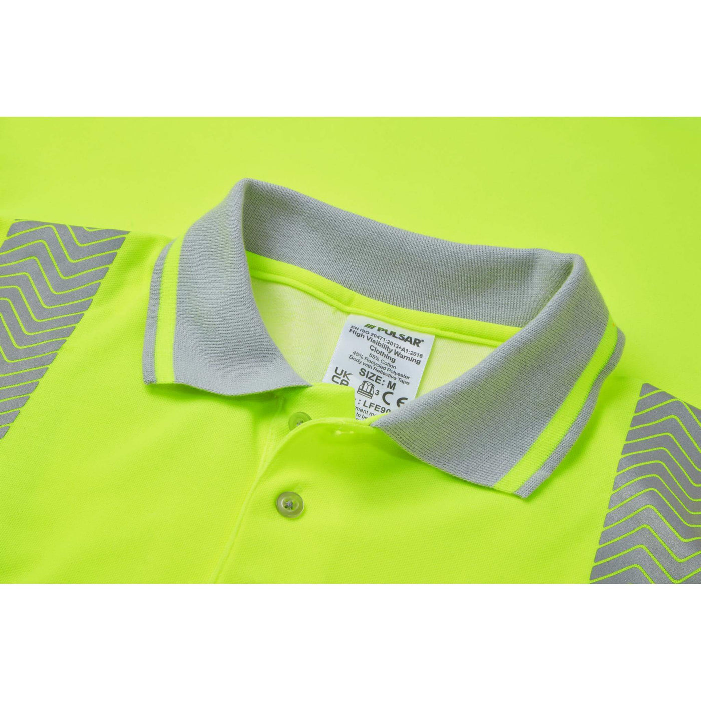 PULSAR LFE903 LIFE Mens Sustainable Long Sleeve Polo Shirt Yellow Detail Collar  #colour_yellow