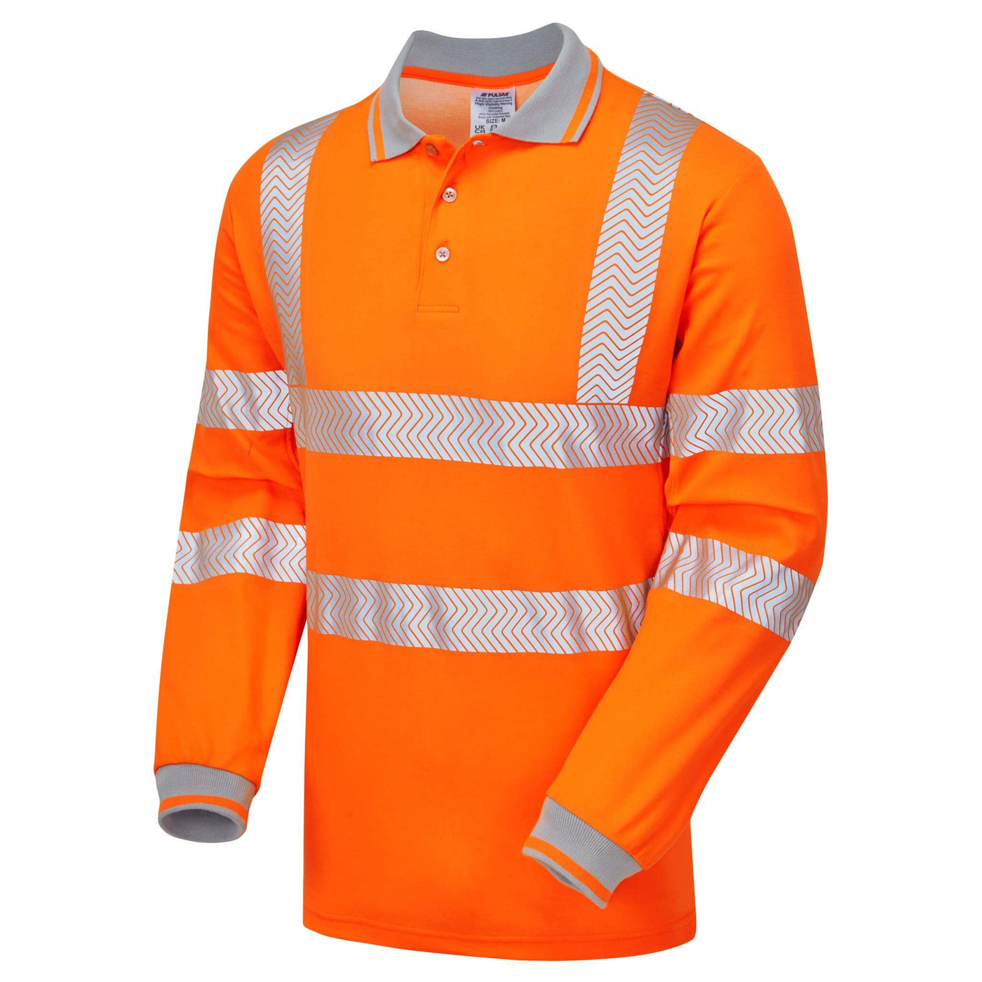 PULSAR LFE904 LIFE Mens Sustainable Long Sleeve Polo Shirt Orange Angle  #colour_orange
