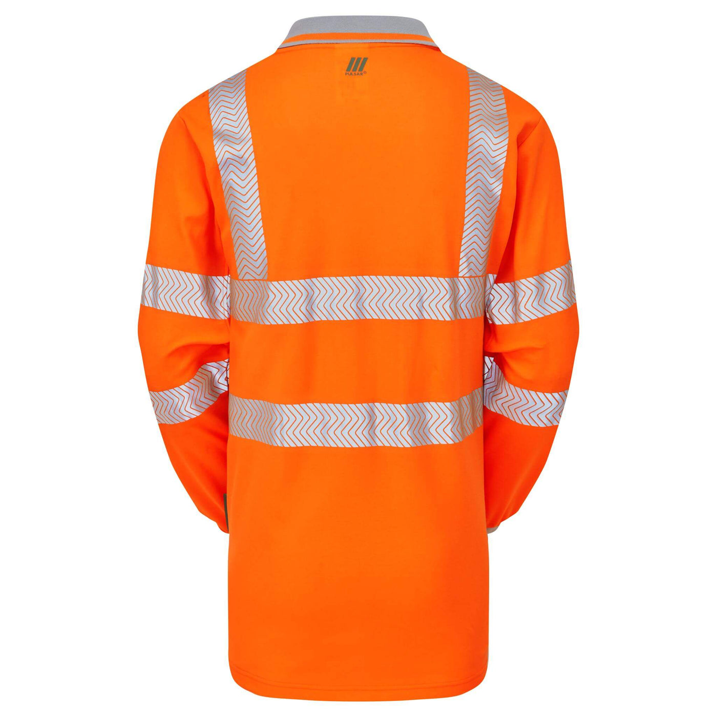 PULSAR LFE904 LIFE Mens Sustainable Long Sleeve Polo Shirt Orange Back  #colour_orange
