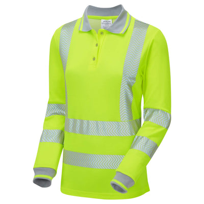 PULSAR LFE953 LIFE Ladies Long Sleeve Sustainable Polo Shirt Yellow Angle  #colour_yellow