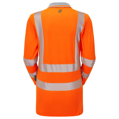 PULSAR LFE954 LIFE Ladies Long Sleeve Sustainable Polo Shirt Orange Back  #colour_orange
