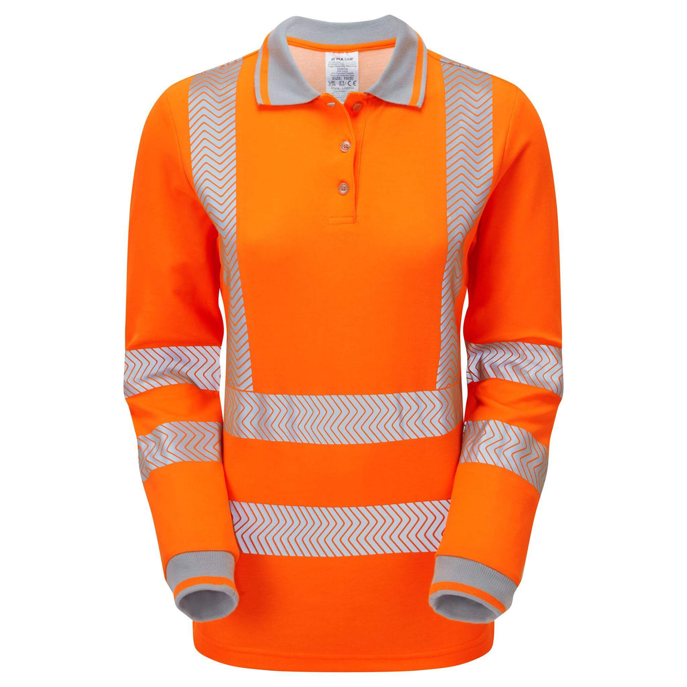 PULSAR LFE954 LIFE Ladies Long Sleeve Sustainable Polo Shirt Orange Front  #colour_orange
