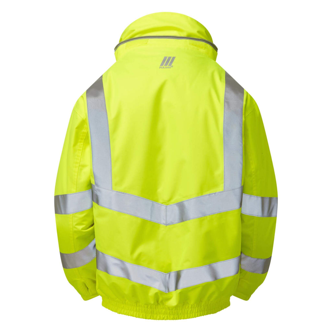 PULSAR P191 Hi Vis Waterproof Padded Bomber Jacket Yellow Back.jpg #colour_yellow