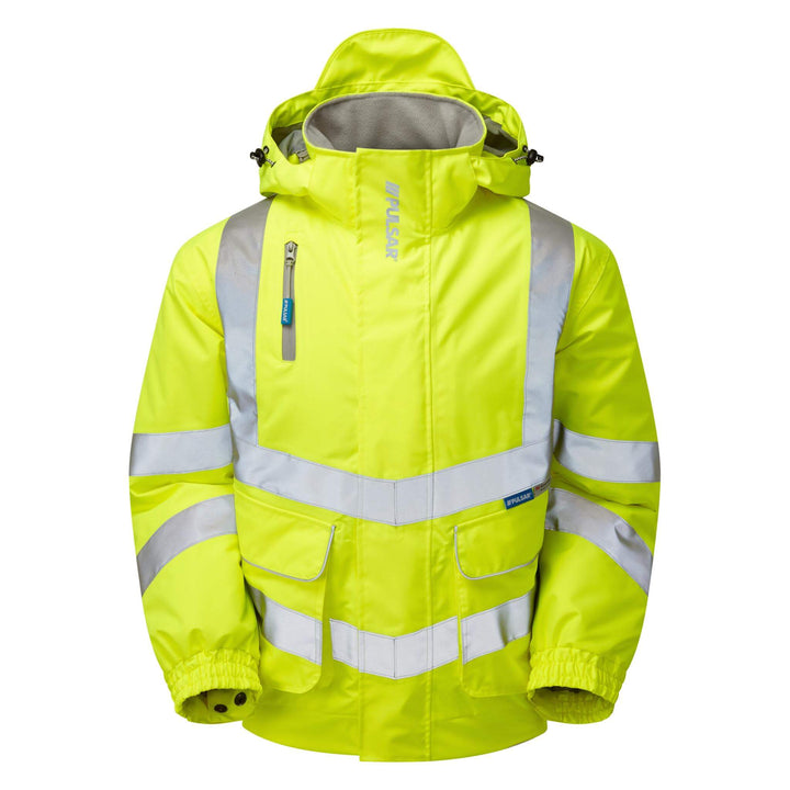 PULSAR P191 Hi Vis Waterproof Padded Bomber Jacket Yellow Front.jpg #colour_yellow