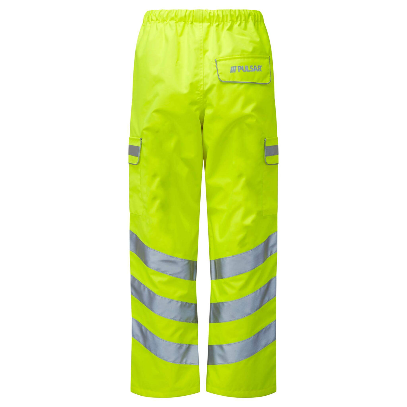 PULSAR P206TRS Hi Vis Waterproof Over Trousers Yellow Yellow BACK.jpg #colour_yellow