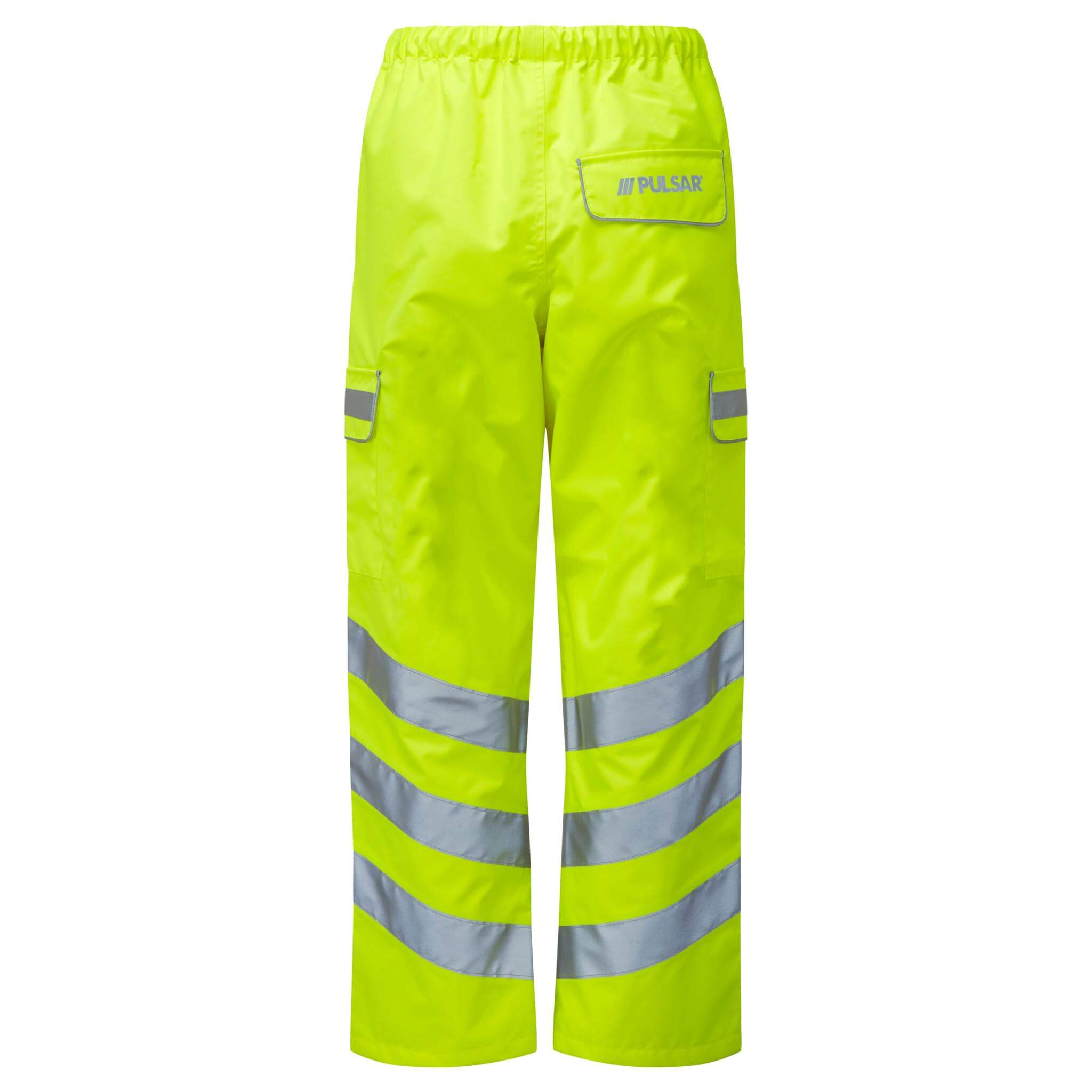 PULSAR P206TRS Hi Vis Waterproof Over Trousers Yellow Yellow BACK.jpg #colour_yellow