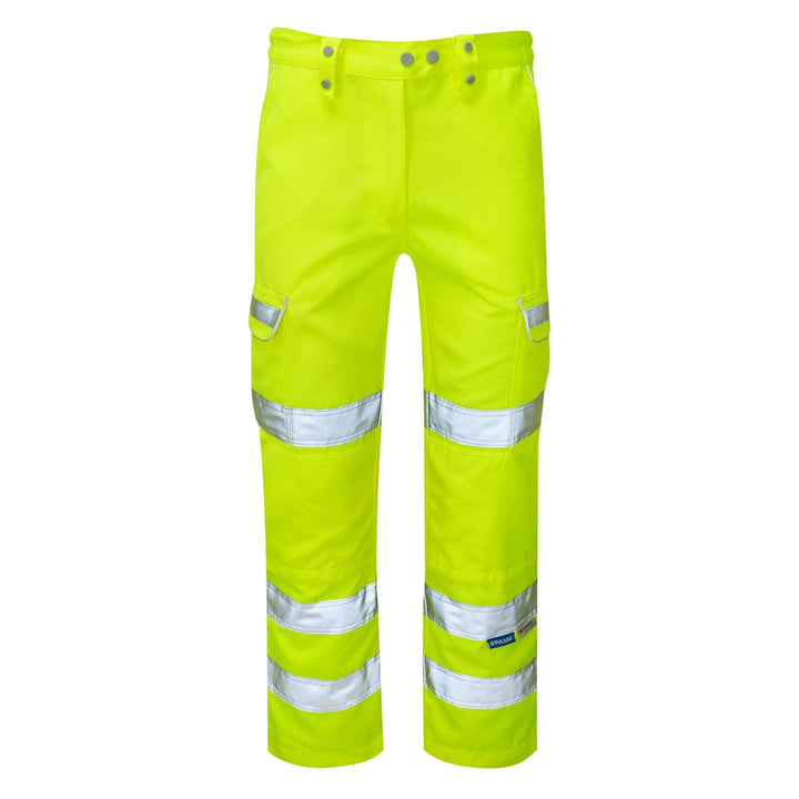 PULSAR P346LDS Ladies Hi Vis Knee Pad Combat Trousers Yellow FRONT.jpg #colour_yellow