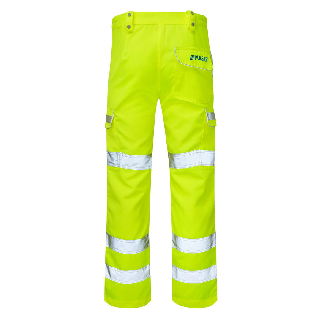 PULSAR P346LDS Ladies Hi Vis Knee Pad Combat Trousers Yellow Yellow BACK.jpg #colour_yellow