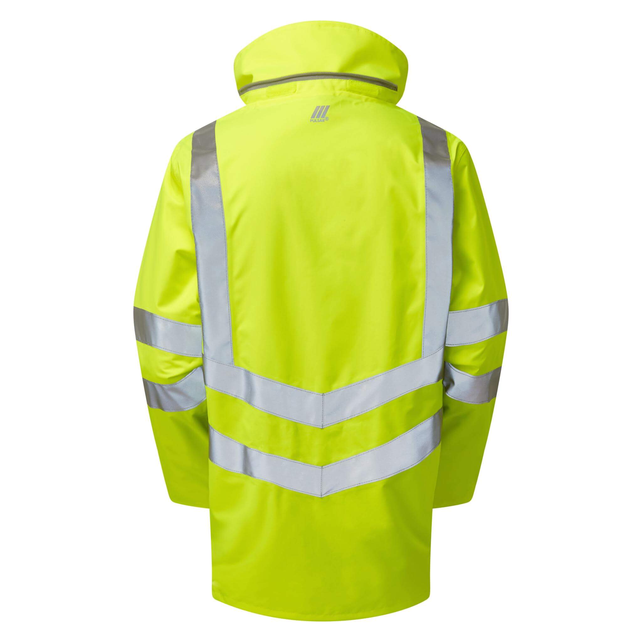 PULSAR P421 Hi Vis Unlined Waterproof Storm Coat Yellow Back.jpg #colour_yellow