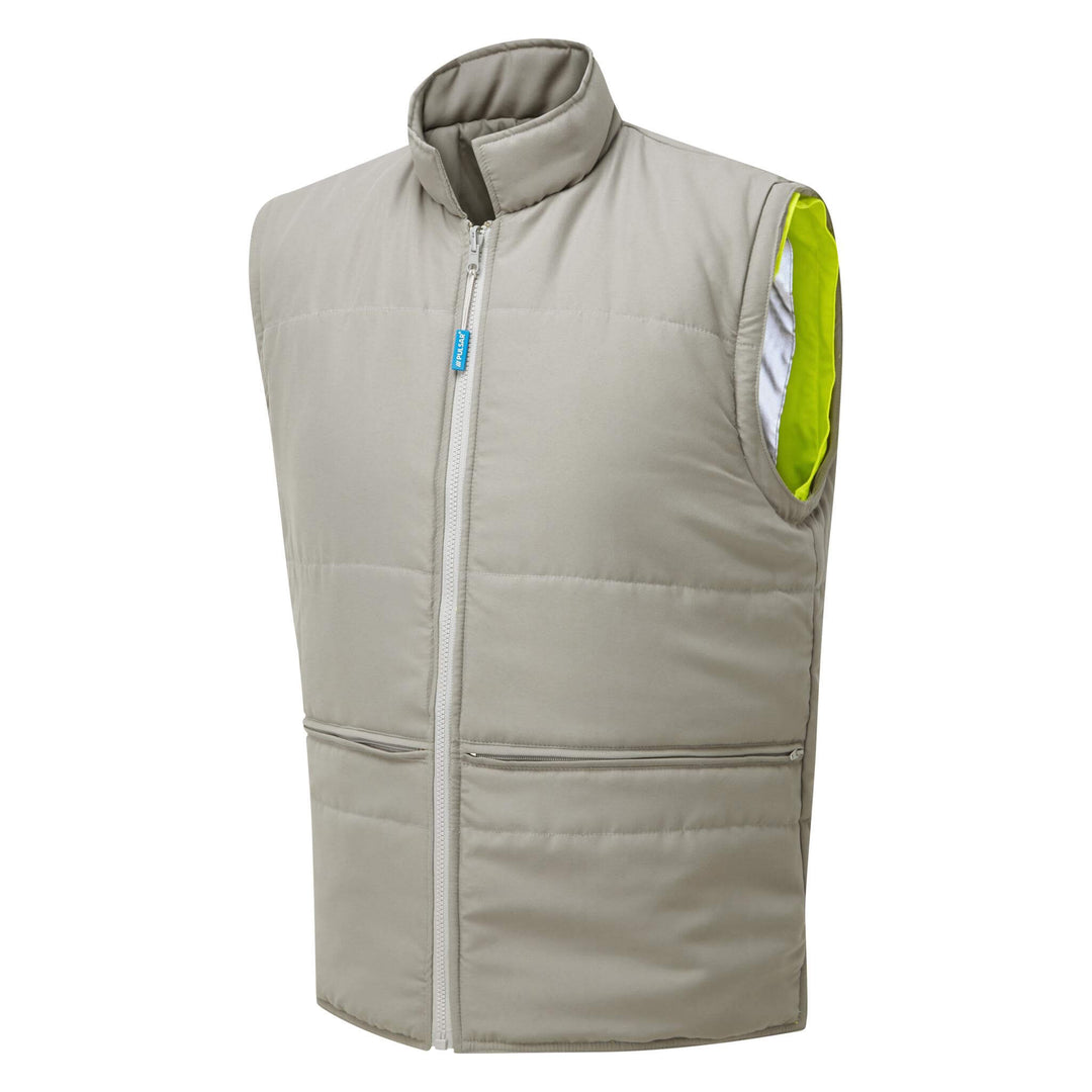 PULSAR P422 Hi Vis Interactive Body Warmer Yellow No Sleeve Reverse Angle.jpg #colour_yellow