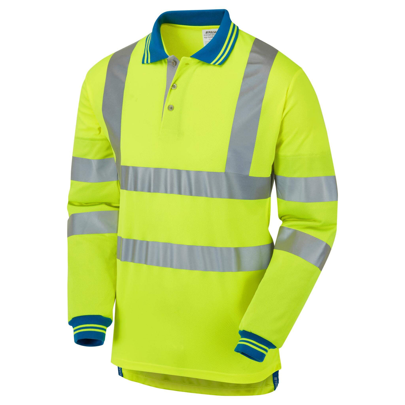 PULSAR P458 CRS Hi Vis Cut Resistant Sleeve Polo Shirt Yellow Angle.jpg #colour_yellow