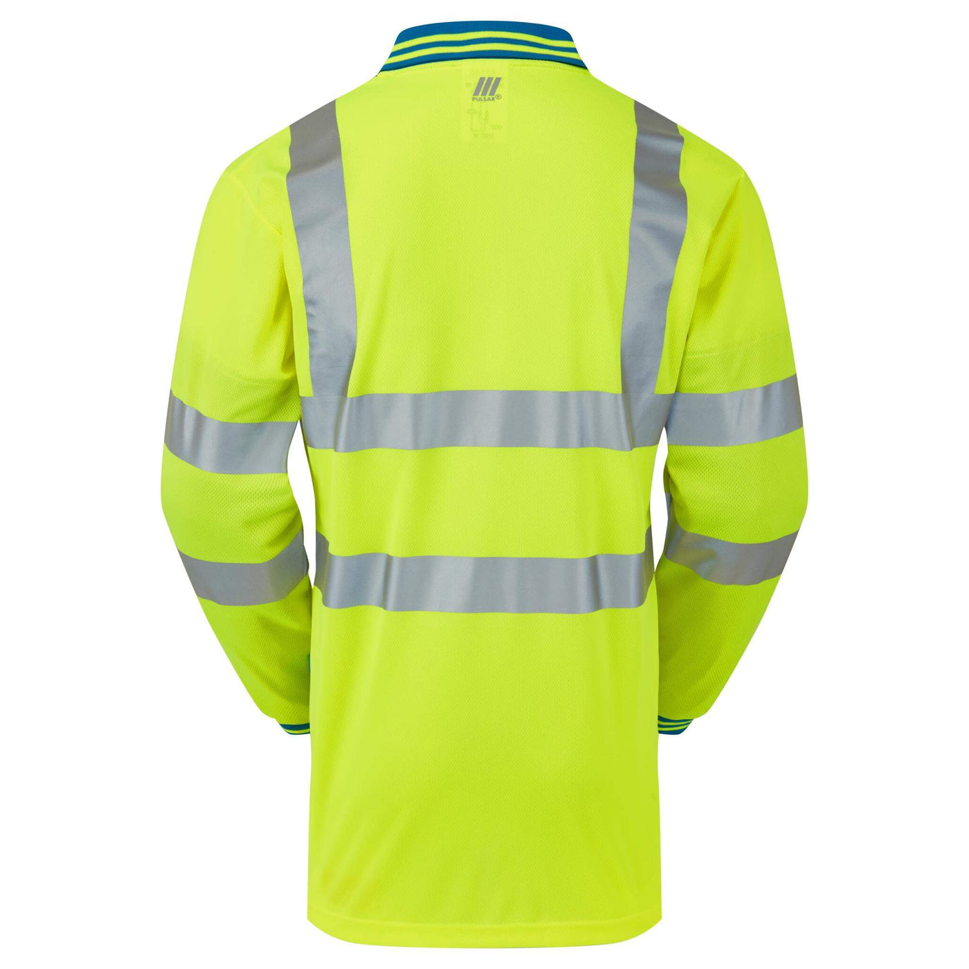 PULSAR P458 CRS Hi Vis Cut Resistant Sleeve Polo Shirt Yellow Back.jpg #colour_yellow