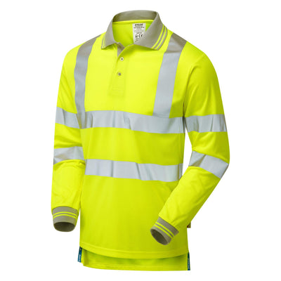 PULSAR P458 Hi Vis Long Sleeve Polo Shirt Yellow Angle.jpg #colour_yellow