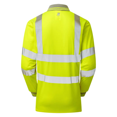 PULSAR P458 Hi Vis Long Sleeve Polo Shirt Yellow Back.jpg #colour_yellow