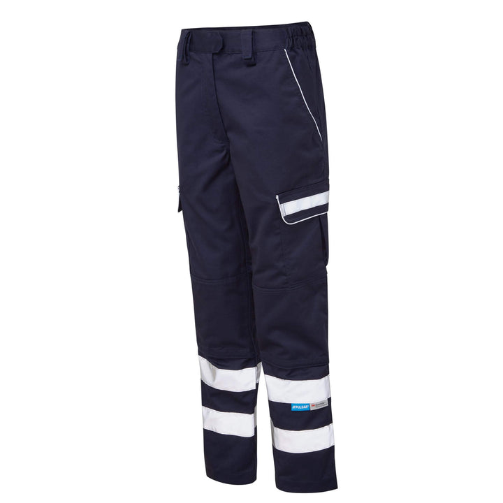 PULSAR P513LDS Ladies Knee Pad Combat Trousers Navy Angle.jpg #colour_navy