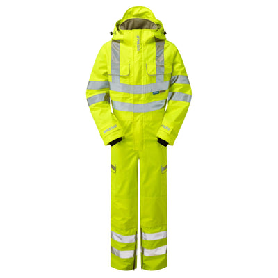 PULSAR P522 Hi Vis Waterproof Unlined Coverall Yellow Front.jpg #colour_yellow