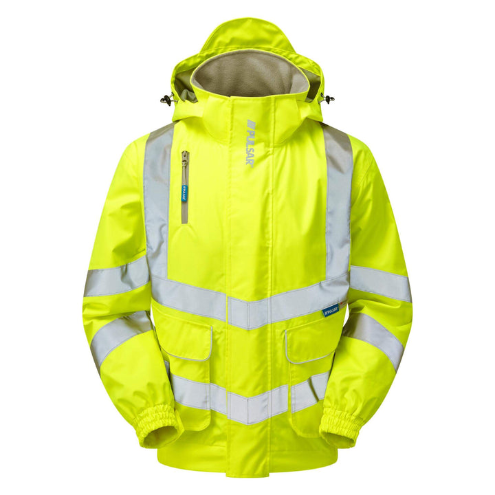 PULSAR P533 Hi Vis Waterproof Unlined Bomber Jacket Yellow Front.jpg #colour_yellow