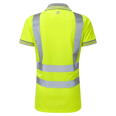 PULSAR P700 Ladies Hi Vis Polo Shirt Yellow Back.jpg #colour_yellow