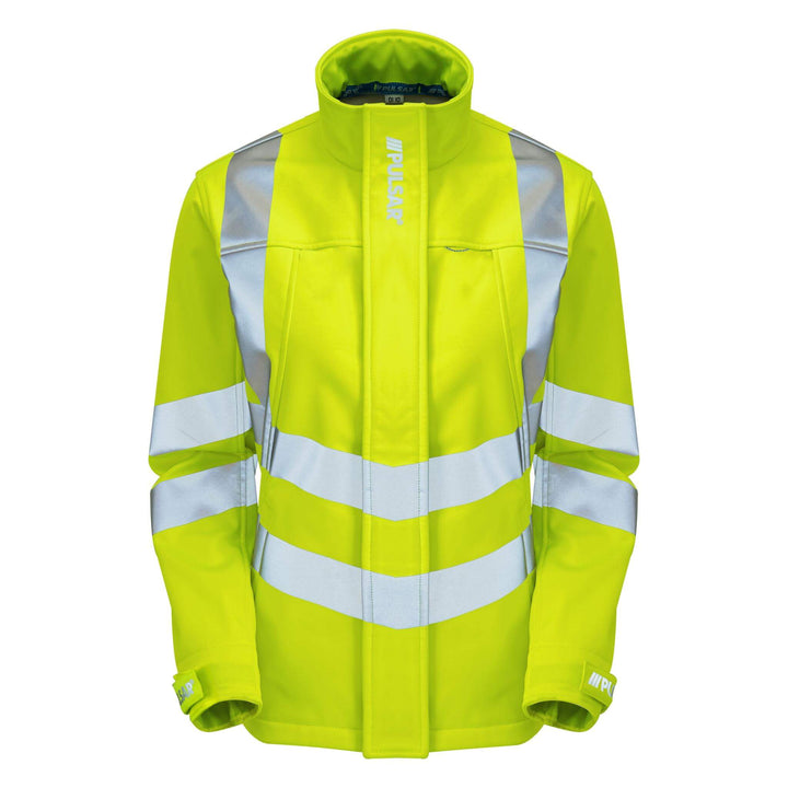 PULSAR P706 Ladies Hi Vis Softshell Jacket Yellow Front.jpg #colour_yellow