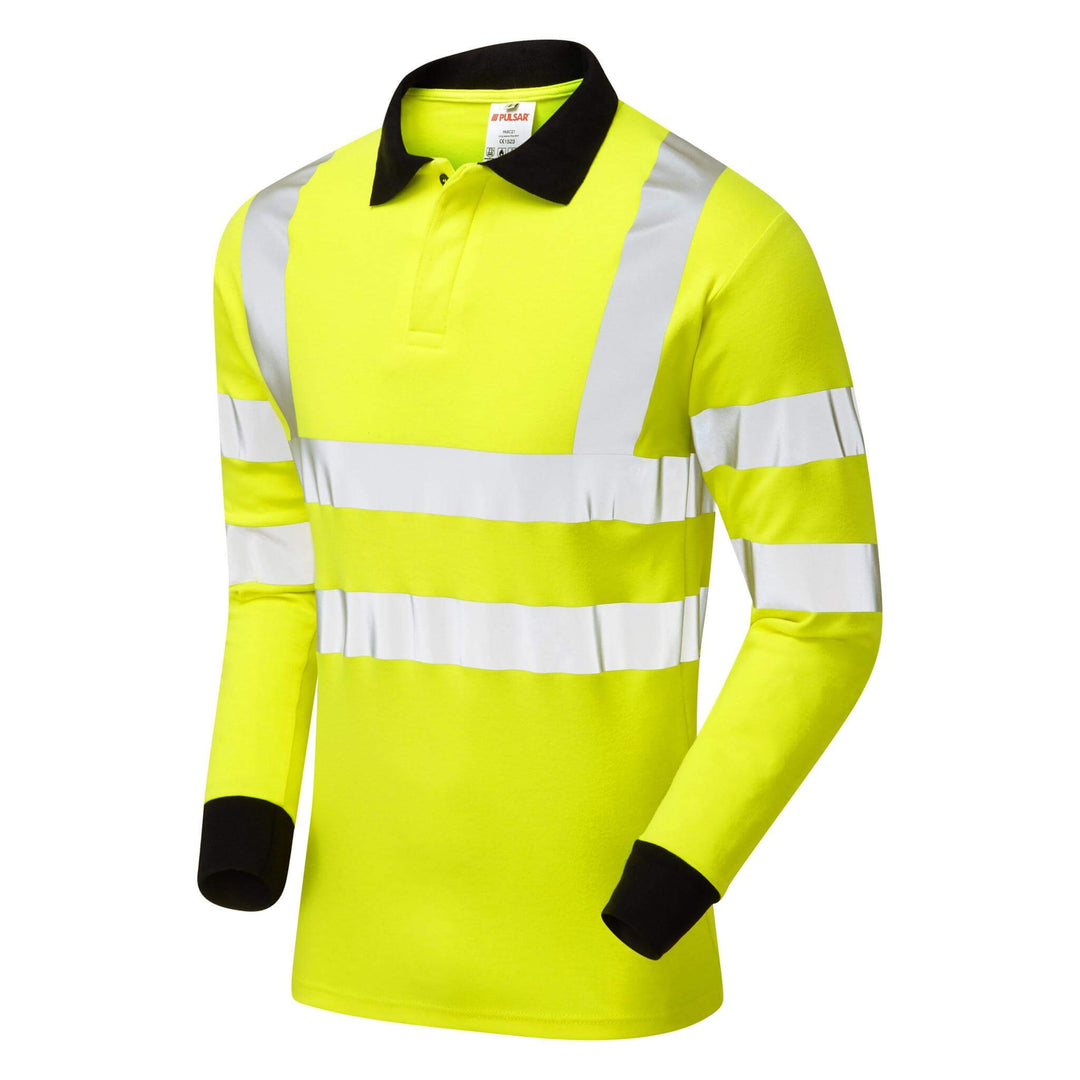 PULSAR PARC21 Hi Vis Flame Retardant Electric ARC Polo Shirt Yellow Angle.jpg #colour_yellow