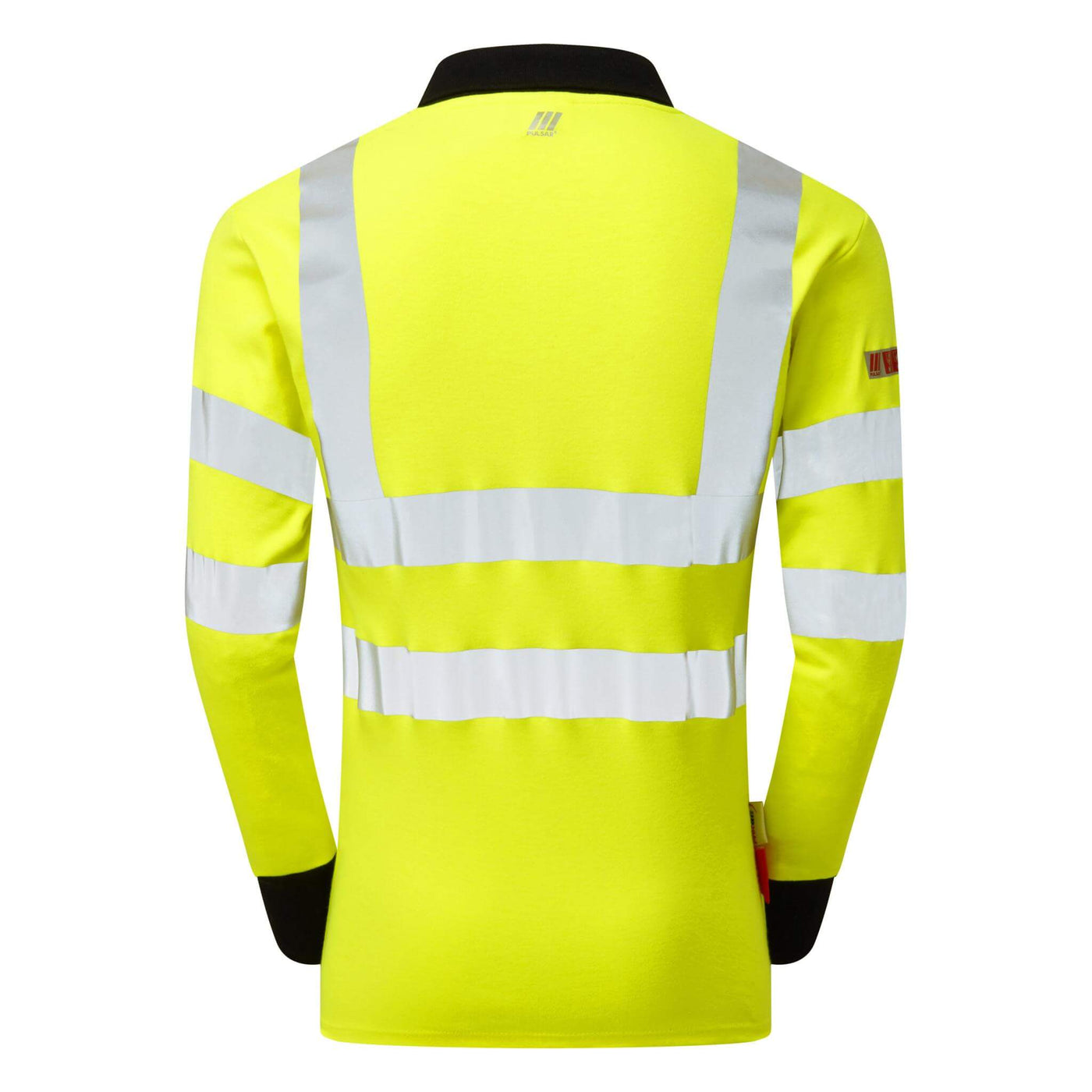 PULSAR PARC21 Hi Vis Flame Retardant Electric ARC Polo Shirt Yellow Back.jpg #colour_yellow