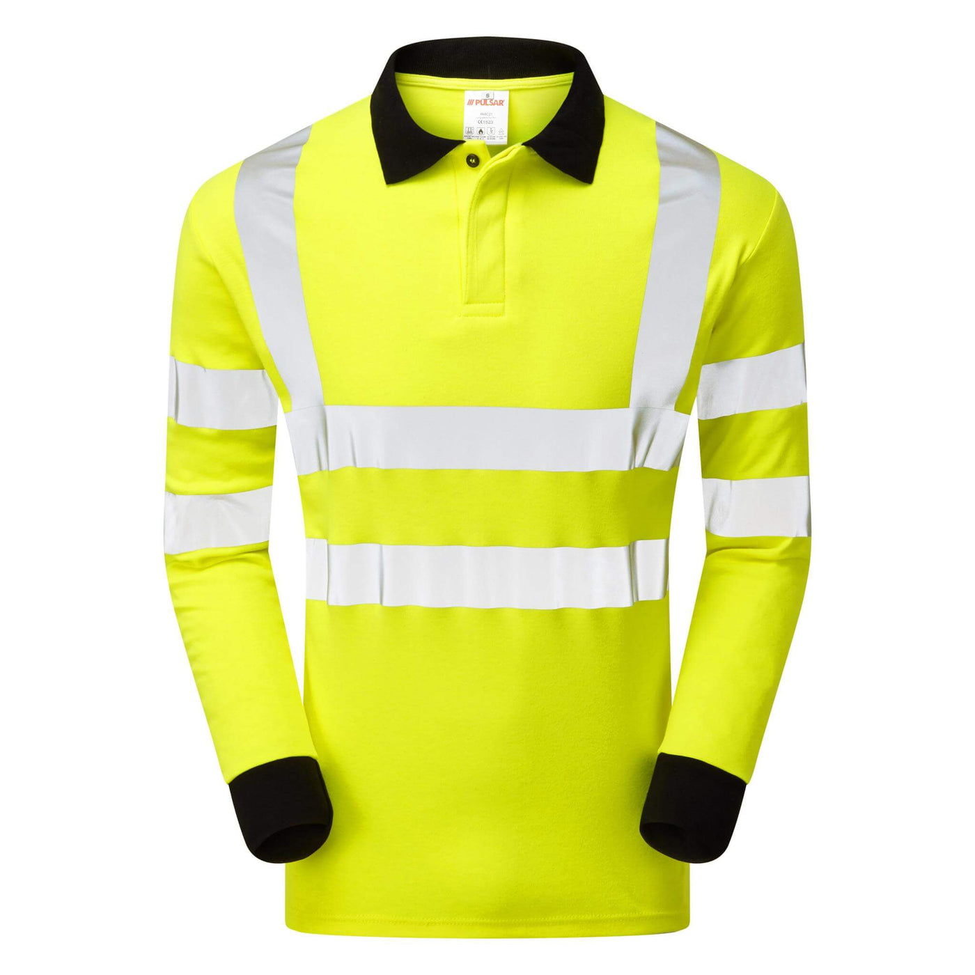 PULSAR PARC21 Hi Vis Flame Retardant Electric ARC Polo Shirt Yellow Front.jpg #colour_yellow