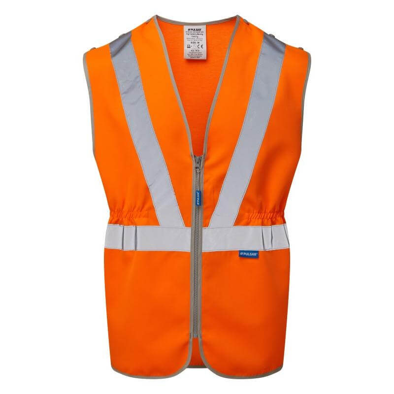 PULSAR PR145 Rail Spec Hi Vis Waistcoat Orange Front.jpg #colour_orange