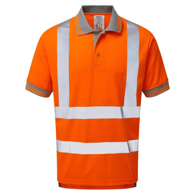 PULSAR PR176 Rail Spec Hi Vis Polo Shirt Orange Front.jpg #colour_orange