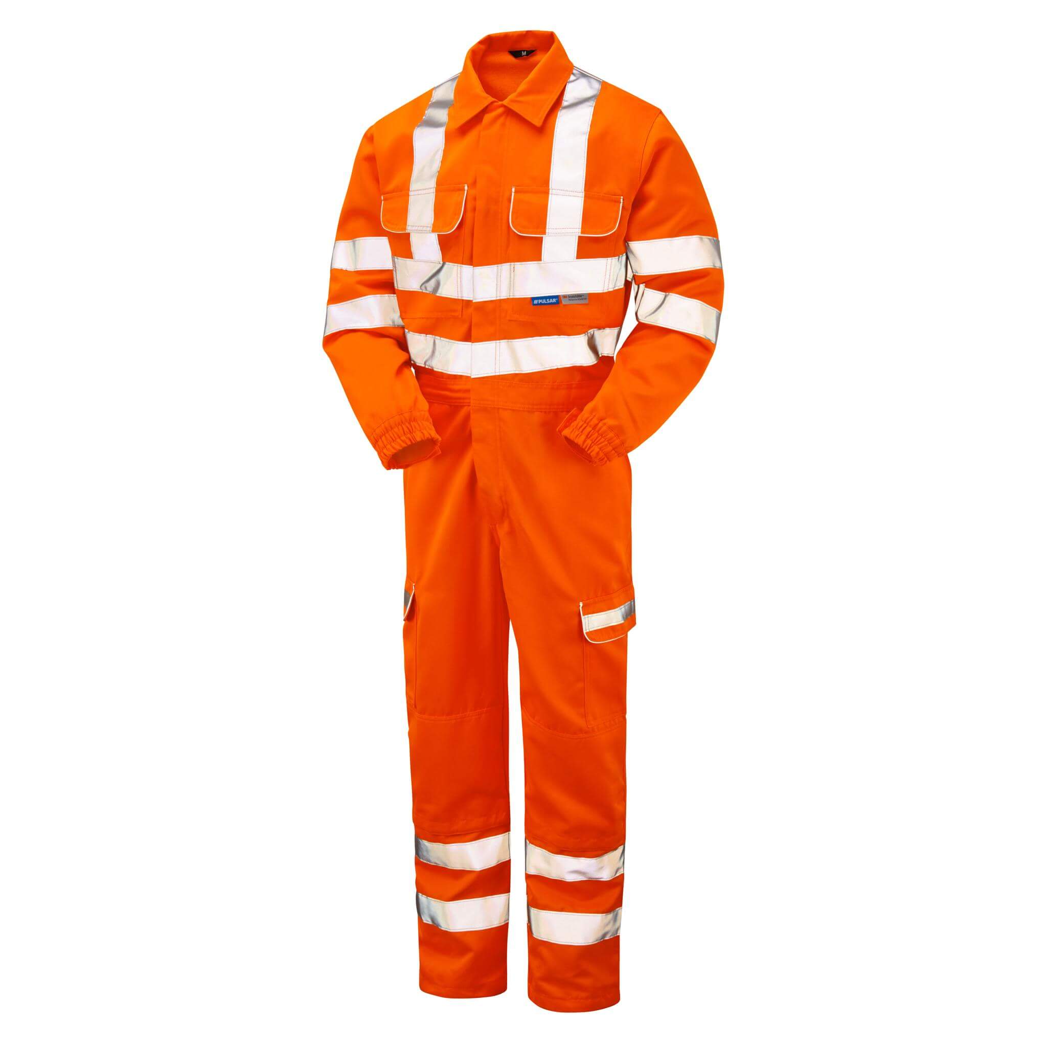 PULSAR PR339 Rail Spec Hi Vis Knee Pad Combat Coverall Orange ANGLE ARMS.jpg #colour_orange