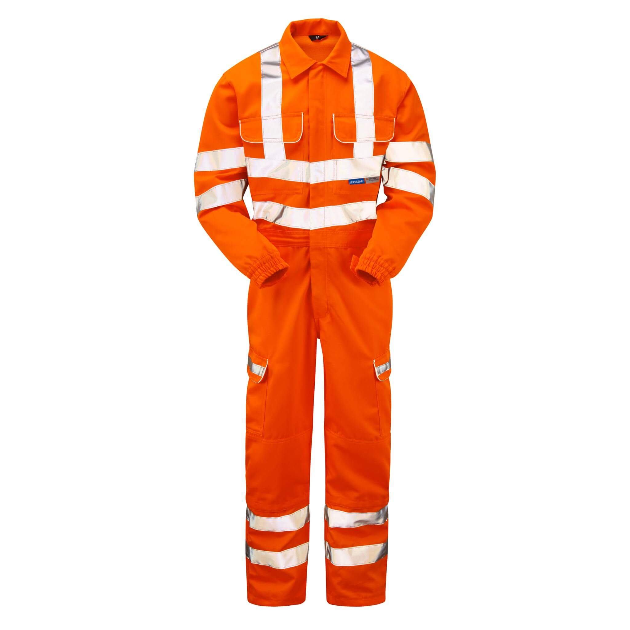 PULSAR PR339 Rail Spec Hi Vis Knee Pad Combat Coverall Orange FRONT ARMS.jpg #colour_orange