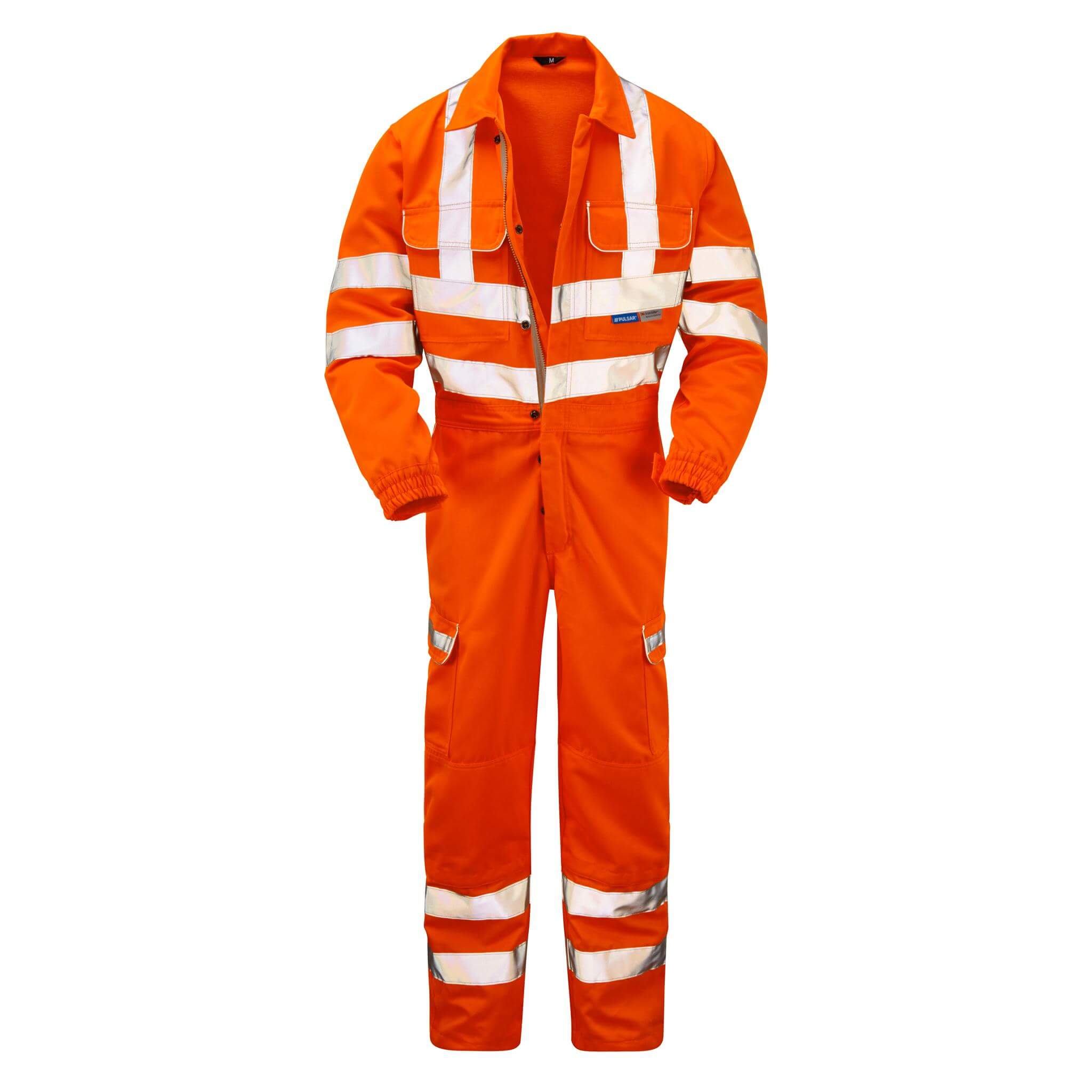 PULSAR PR339 Rail Spec Hi Vis Knee Pad Combat Coverall Orange ZIP OPEN FRONT FOR BODY.jpg #colour_orange