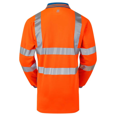PULSAR PR470 CRS Rail Spec Hi Vis Cut Resistant Sleeve Polo Shirt Orange Back.jpg #colour_orange