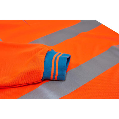 PULSAR PR470 CRS Rail Spec Hi Vis Cut Resistant Sleeve Polo Shirt Orange Detail Sleeve Cuff.jpg #colour_orange