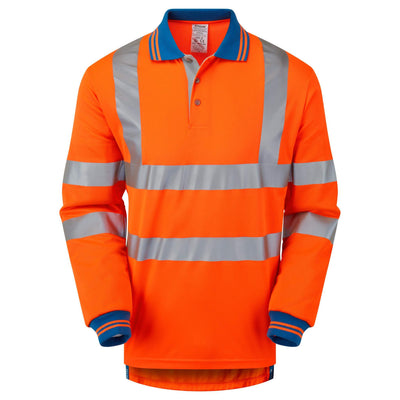 PULSAR PR470 CRS Rail Spec Hi Vis Cut Resistant Sleeve Polo Shirt Orange Front.jpg #colour_orange