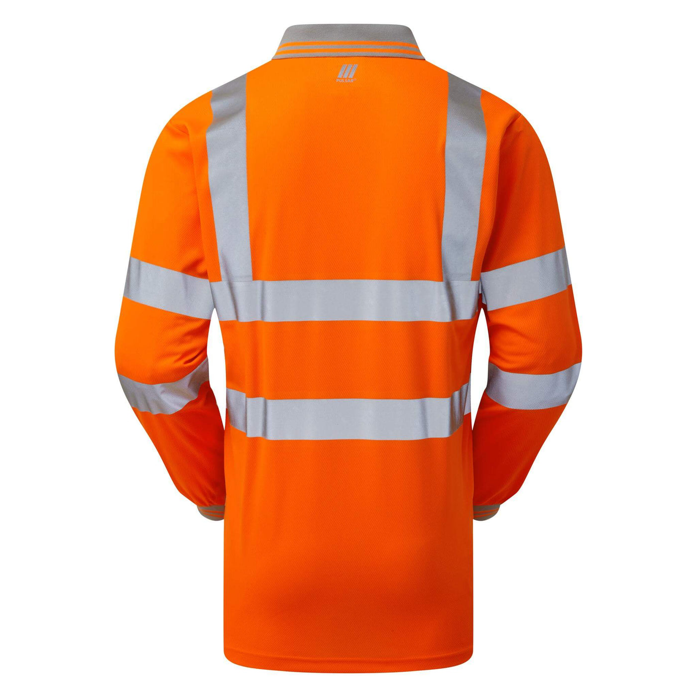 PULSAR PR470 Rail Spec Hi Vis Long Sleeved Polo Shirt Orange Back.jpg #colour_orange