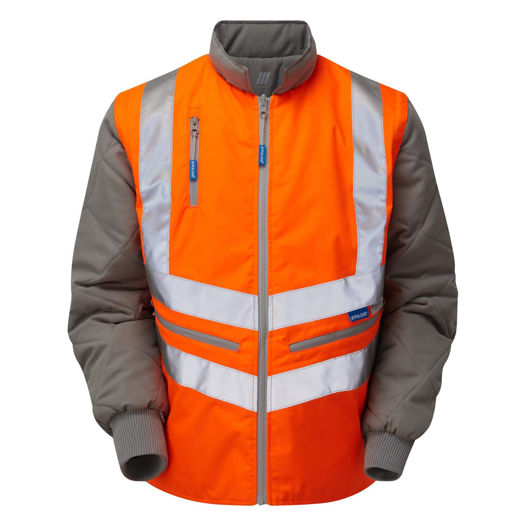 PULSAR PR498 Rail Spec Hi Vis Interactive Body Warmer Orange Front.jpg #colour_orange