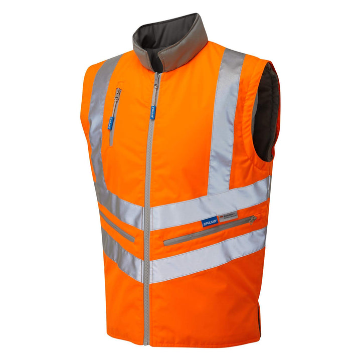 PULSAR PR498 Rail Spec Hi Vis Interactive Body Warmer Orange No Sleeve Angle.jpg #colour_orange