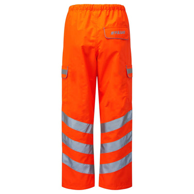 PULSAR PR503TRS Rail Spec Hi Vis Waterproof Over Trousers Orange BACK.jpg #colour_orange