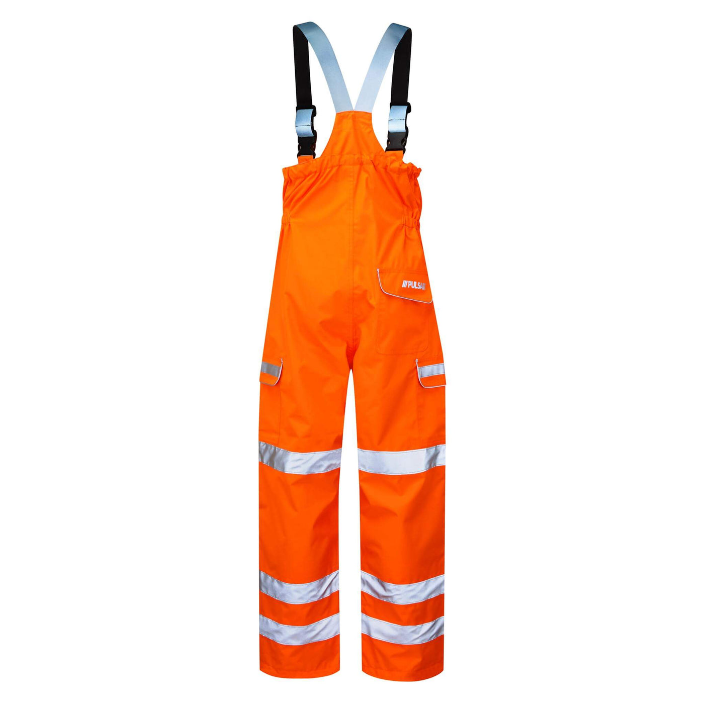 PULSAR PR504 Rail Spec Foul Weather Hi Vis Waterproof Bib and Brace Trousers Orange BACK.jpg #colour_orange